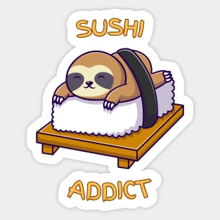 A Relaxed Sloth on a Sushi Roll Sticker